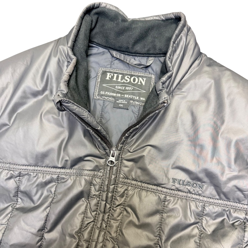FILSON 2XL Men's Puffer Vest Raven Dark Gray Full Zip Quilted Outdoor Gorpcore - Picture 2 of 11